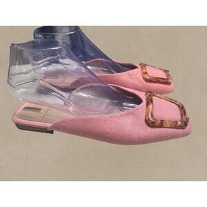 Sam Edelman Pink Lin Buckle Square Toe New York Mules Size 8m